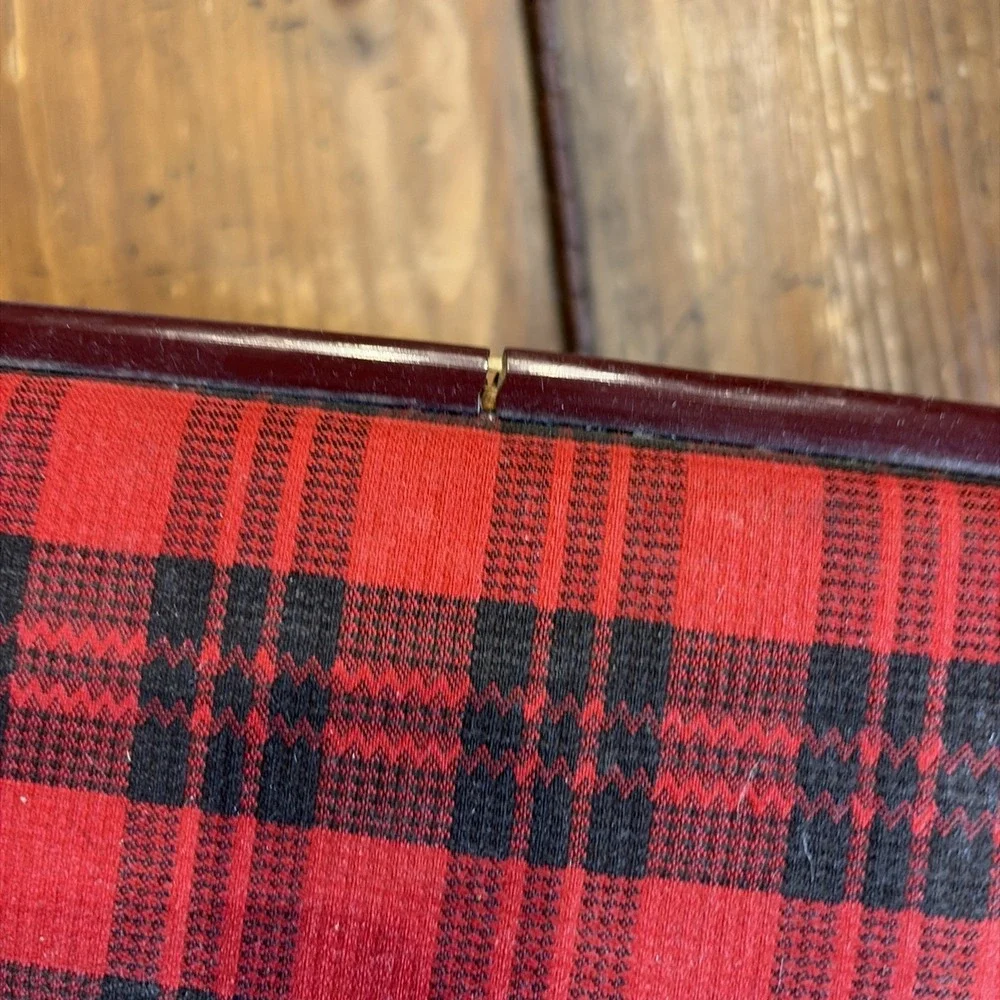 Vintage Tartan Plaid Child's Suitcase White Dove Brsnf Heirloom Distressed